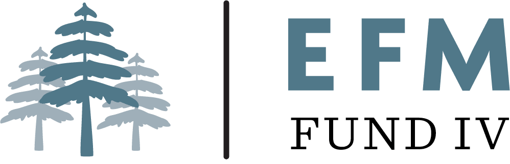 Logo featuring three stylized gray trees on the left and the text "EFM FUND IV" on the right, separated by a vertical black line.